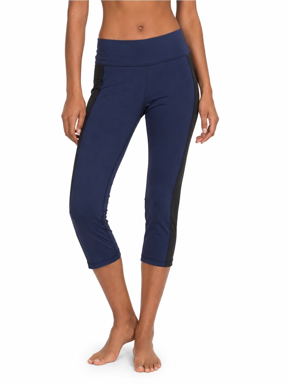 Tory Burch Sport Navy Blue Colorblock Cropped Leggings Large Athletic Activewear